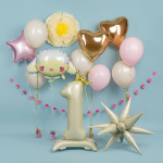 Шар 3D (26''/66 см) Звезда, Составная, Белый песок, Сатин, 1 шт. в уп., 23730