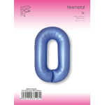 Шар (40''/102 см) Цифра, 0 Slim, Синий хром, Сатин, 1 шт. в уп., B901910SAR