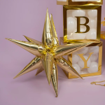 Шар 3D (26''/66 см) Звезда, Составная, Белое золото, 1 шт. в уп., 24042