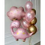 Шар (37''/94 см) Фигура, Динозаврик Принцесса, Розовый, 1 шт. в уп., 23722P