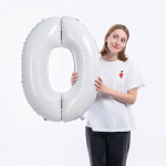 Шар (34''/86 см) Цифра, 0 Slim, Белый, 1 шт. в уп., 131410