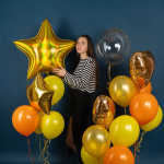 Шар (32''/81 см) Звезда, Золото, Голография, 1 шт., 24044