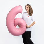 Шар (40''/102 см) Цифра, 6, Розовая Сакура, Матовый, 1 шт. в уп., 400600MSPK-P