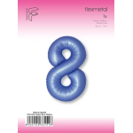 Шар (40''/102 см) Цифра, 8 Slim, Синий хром, Сатин, 1 шт. в уп., B901918SAR