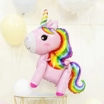 Шар (23''/58 см) Фигура 3D, Радужный единорог, Розовый, 1 шт. в уп., 20370