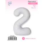 Шар (40''/102 см) Цифра, 2 Slim, Белый, Матовый, 1 шт. в уп., C901912MB