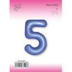 Шар (40''/102 см) Цифра, 5 Slim, Синий хром, Сатин, 1 шт. в уп., B901915SAR