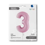 Шар (40''/102 см) Цифра, 3, Розовый, 1 шт. в уп., 073PP-P