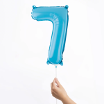 Шар с клапаном (16''/41 см) Мини-цифра, 7, Голубой, Матовый, 1 шт., 23407