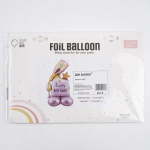 Шар 3D (48''/122 см) Фигура на подставке, Шампанское и бокал, Розовый, 1 шт. в уп., 24617