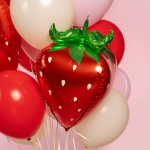 Шар 3D (28''/71 см) Фигура, Клубника, Красный, 1 шт. в уп., 26429