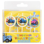 Свечи Круг, Синий трактор, 6,5 см, 5 шт. с держат., 501628