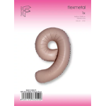 Шар (40''/102 см) Цифра, 9 Slim, Винтажная роза, Матовый, 1 шт. в уп., B901919MVR