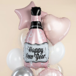 Шар (33''/84 см) Фигура, Бутылка Шампанское, С Новым Годом!, Розовый, 1 шт., 19641