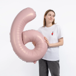 Шар (40''/102 см) Цифра, 6 Slim, Пыльная роза, 1 шт. в уп., 224616
