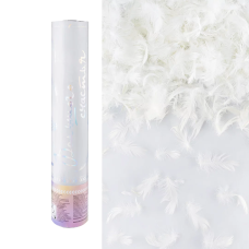 Пневмохлопушка (12/30 см), Большого Счастья, Перья, Белый, 1 шт., 823184