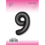 Шар (40''/102 см) Цифра, 9 Slim, Черный, Сатин, 1 шт. в уп., B901919SN
