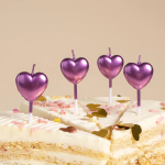 Свечи Сердце, Фуше, Металлик, 5 шт. с держат., 803261