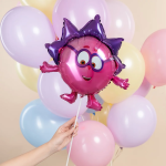 Шар с клапаном (17''/43 см) Мини-фигура, Смешарики, Ежик, 5 шт. в уп., 515116