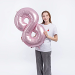 Шар (34''/86 см) Цифра, 8 Slim, Светло-розовый, 1 шт. в уп., 130018