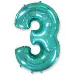 Шар (40''/102 см) Цифра, 3, Тиффани, 1 шт. в уп., 901763TFP