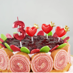 Свеча Цифра, 3 Чистая линия, на шпажке, Красный, 4,7*6,7 + 7 см, 1 шт. с держат., 802803