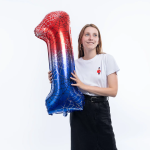 Шар (40''/102 см) Цифра, 1 Героическая тема, Красный/Синий, 1 шт. в уп., 26971