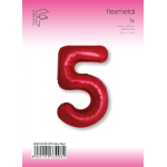 Шар (40''/102 см) Цифра, 5 Slim, Красный, Металлик, 1 шт. в уп., B901915R