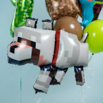 Шар (35''/89 см) Фигура, Пиксельный волк, 1 шт., 26937