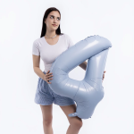 Шар (40''/102 см) Цифра, 4 Slim, Небесный, 1 шт. в уп., 941155