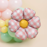 Шар (29''/74 см) Цветок, Ромашка, Клетка Виши (надув воздухом), Розовый, 1 шт., 27639