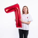 Шар (40''/102 см) Цифра, 7, Красный, Металлик, 1 шт. в уп., 27367