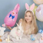 Шар 3D (24''/61 см) Ходячая Фигура, Заяц, Розовый, 1 шт., R367R