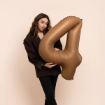 Шар (40''/102 см) Цифра, 4 Slim, Шоколад, Матовый, 1 шт. в уп., B901914MCH