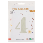 Шар (40''/102 см) Цифра, 4, Белый песок, Сатин, 1 шт. в уп., 27164