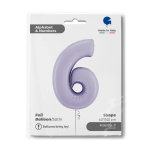 Шар (40''/102 см) Цифра, 6, Сиреневый, Сатин, 1 шт. в уп., 400600SL-P