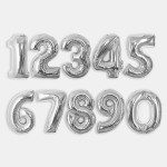Шар (40''/102 см) Цифра, 0, Серебро, 1 шт., 901760P