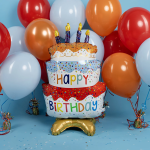 Шар 3D (29''/74 см) Фигура на подставке, Торт на День Рождения, 1 шт., 25280