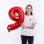 Шар (32''/81 см) Цифра, 9, Красный, 1 шт. в уп., 131389
