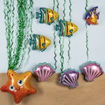 Шар с клапаном (13''/33 см) Мини-фигура, Яркая рыбка, 5 шт. в уп. (цв.этик.), 17050S5