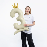 Шар (40''/102 см) Цифра на подставке, 3 Золотая корона, 1 шт. в уп., 23983