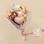 Шар с клапаном (10''/25 см) Мини-сердце, Карамель, Сатин, 1 шт., 27271