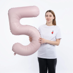 Шар (40''/102 см) Цифра, 5 Slim, Пыльная роза, Сатин, 1 шт. в уп., C901915SDR