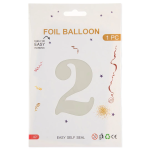Шар (40''/102 см) Цифра, 2, Белый песок, Сатин, 1 шт. в уп., 27162