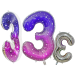 Шар (34''/86 см) Цифра, 3 Сияющий космос, Сиреневый, Градиент, 1 шт. в уп., 131023