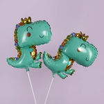 Шар с клапаном (14''/36 см) Мини-фигура, Динозаврик в короне, 1 шт., 23620