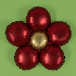 Шар (18''/46 см) Цветок, Ромашка (надув воздухом), Красный, Сатин, 1 шт. в уп., 23954P