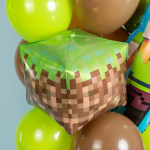 Шар 3D (22''/56 см) Куб, Пиксели, Зеленый/Коричневый, 1 шт., 26897