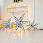 Шар 3D (26''/66 см) Звезда, Составная, Серебро, 1 шт. в уп., 222193