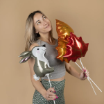 Шар с клапаном (14''/36 см) Мини-фигура, Кленовый лист, Красный, 1 шт., 24018